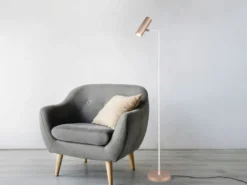 Leselampe MARLEY Metall Coffee / Weiß, Spot schwenkbar, Höhe 151cm