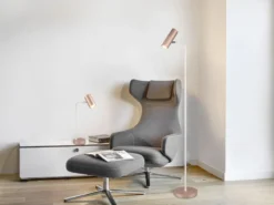 Leselampe MARLEY Metall Coffee / Weiß, Spot schwenkbar, Höhe 151cm