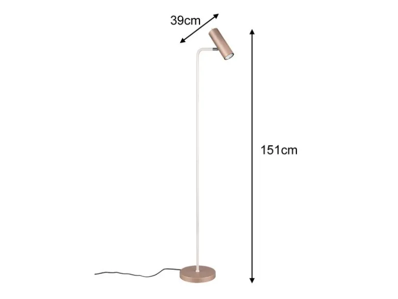 Leselampe MARLEY Metall Coffee / Weiß, Spot schwenkbar, Höhe 151cm