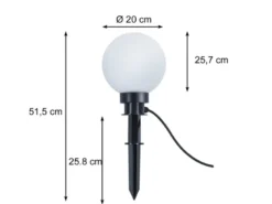 Leuchtkugel BOLO für den Garten mit Strom Weiß, 5m Kabel, Ø 20 cm