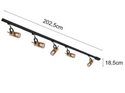 Lichtschienensystem mit 5 Holz Spots & Einspeisung 3-adrig, Länge 202,5cm