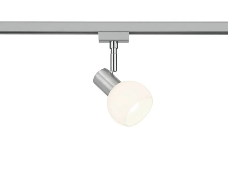 Lichtschienensystem mit 5 Spots Glas Weiß & Einspeisung 3-adrig, Länge 202,5cm