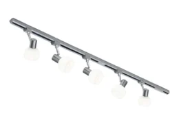 Lichtschienensystem mit 5 Spots Glas Weiß & Einspeisung 4-adrig, Länge 202,5cm