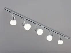 Lichtschienensystem mit 5 Spots Glas Weiß & Einspeisung 4-adrig, Länge 202,5cm