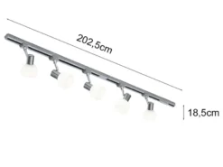 Lichtschienensystem mit 5 Spots Glas Weiß & Einspeisung 4-adrig, Länge 202,5cm