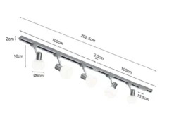 Lichtschienensystem mit 5 Spots Glas Weiß & Einspeisung 4-adrig, Länge 202,5cm