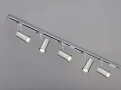 Lichtschienensystem mit 5 Spots Silber & Einspeisung 3-adrig, Länge 202,5cm