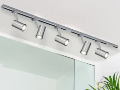 Lichtschienensystem mit 5 Spots Silber & Einspeisung 3-adrig, Länge 202,5cm