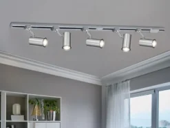 Lichtschienensystem mit 5 Spots Silber & Einspeisung 3-adrig, Länge 202,5cm
