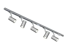 Lichtschienensystem mit 5 Spots Silber & Einspeisung 3-adrig, Länge 202,5cm