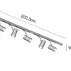 Lichtschienensystem mit 5 Spots Silber & Einspeisung 4-adrig, Länge 202,5cm