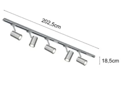 Lichtschienensystem mit 5 Spots Silber & Einspeisung 4-adrig, Länge 202,5cm