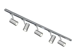 Lichtschienensystem mit 5 Spots Silber & Einspeisung 4-adrig, Länge 202,5cm