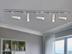 Lichtschienensystem mit 5 Spots Silber & Einspeisung 4-adrig, Länge 202,5cm