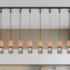 Lichtschienensystem mit 8x Holz Pendel & Einspeisung 3-adrig, Länge 202,5cm