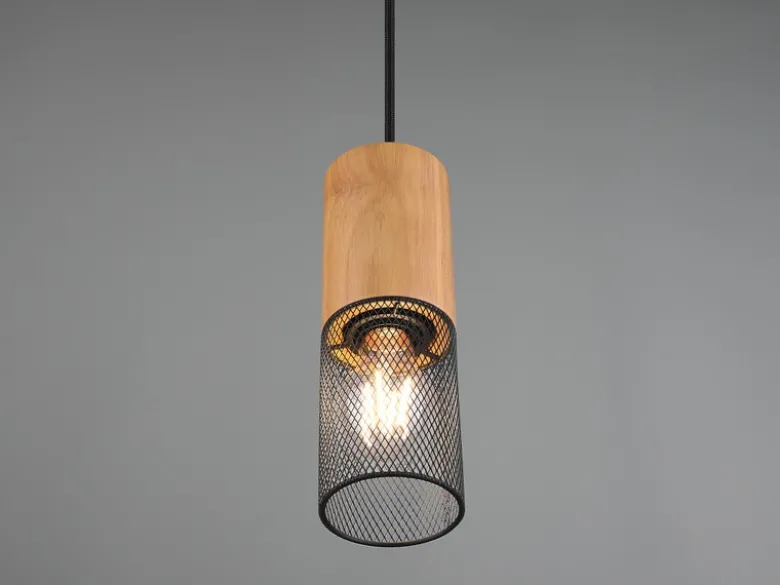 Lichtschienensystem mit 8x Holz Pendel & Einspeisung 3-adrig, Länge 202,5cm