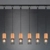 Lichtschienensystem mit 8x Holz Pendel & Einspeisung 4-adrig, Länge 202,5cm