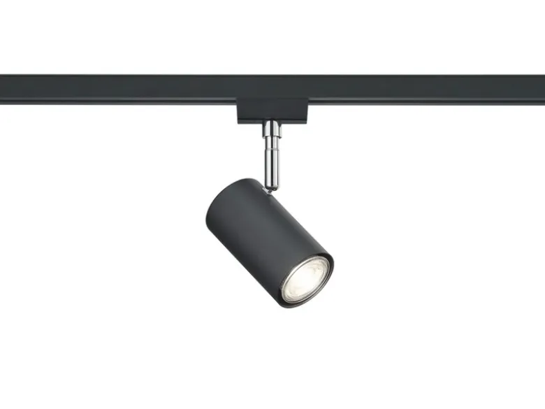 Lichtschienensystem Schwarz mit 5 Spots & Einspeisung 4-adrig, Länge 202,5cm