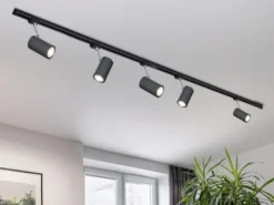 Lichtschienensystem Schwarz mit 5 Spots & Einspeisung 4-adrig, Länge 202,5cm