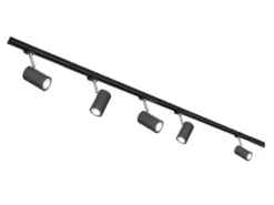 Lichtschienensystem Schwarz mit 5 Spots & Einspeisung 4-adrig, Länge 202,5cm