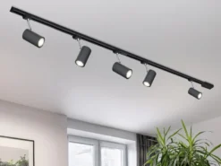 Lichtschienensystem Schwarz mit 5 Spots & Einspeisung 3-adrig, Länge 202,5cm
