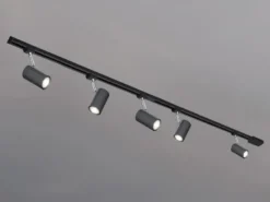 Lichtschienensystem Schwarz mit 5 Spots & Einspeisung 3-adrig, Länge 202,5cm