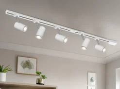 Lichtschienensystem Weiß mit 5 Spots & Einspeisung 3-adrig, Länge 202,5cm
