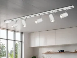 Lichtschienensystem Weiß mit 5 Spots & Einspeisung 3-adrig, Länge 202,5cm