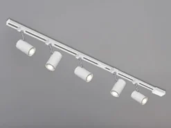 Lichtschienensystem Weiß mit 5 Spots & Einspeisung 3-adrig, Länge 202,5cm