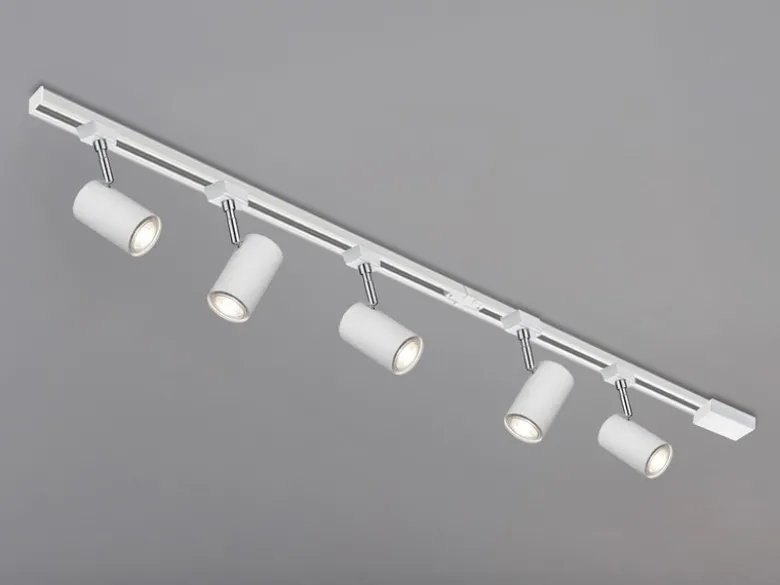 Lichtschienensystem Weiß mit 5 Spots & Einspeisung 3-adrig, Länge 202,5cm