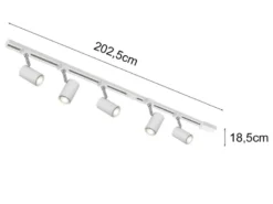 Lichtschienensystem Weiß mit 5 Spots & Einspeisung 3-adrig, Länge 202,5cm