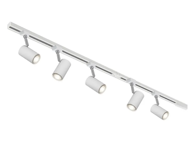 Lichtschienensystem Weiß mit 5 Spots & Einspeisung 4-adrig, Länge 202,5cm