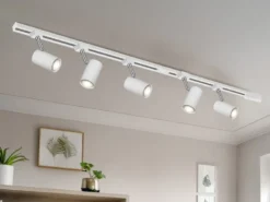 Lichtschienensystem Weiß mit 5 Spots & Einspeisung 4-adrig, Länge 202,5cm