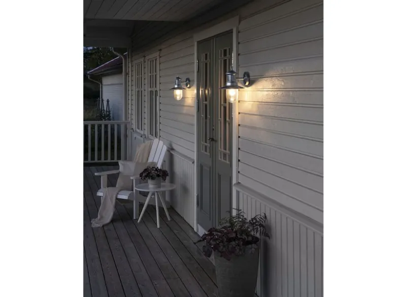 Maritime LED Außenwandlaterne galvanisierter Stahl & klares Glas, Höhe 30,5cm