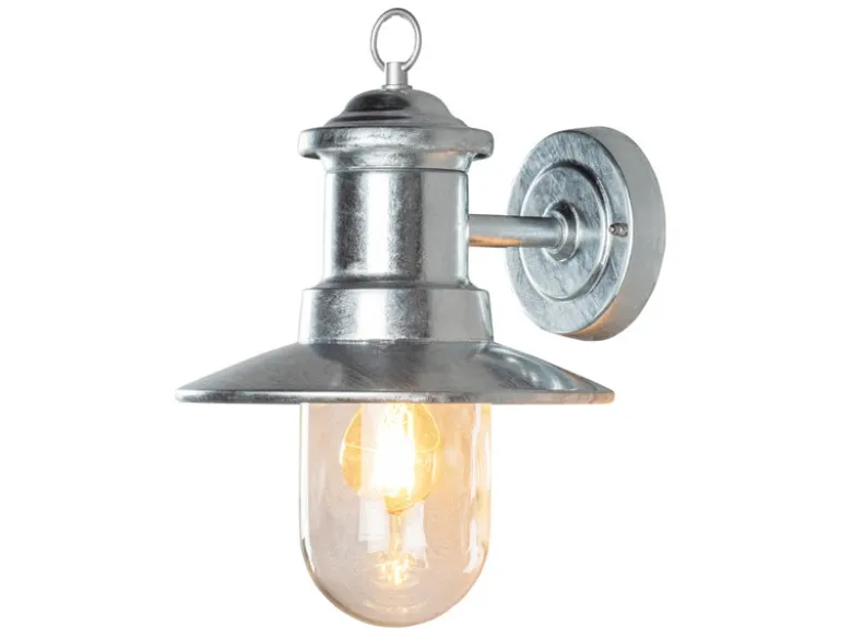 Maritime LED Außenwandlaterne galvanisierter Stahl & klares Glas, Höhe 30,5cm
