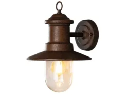 Maritime LED Außenwandlaterne Rostoptik & klares Glas, Höhe 30,5cm