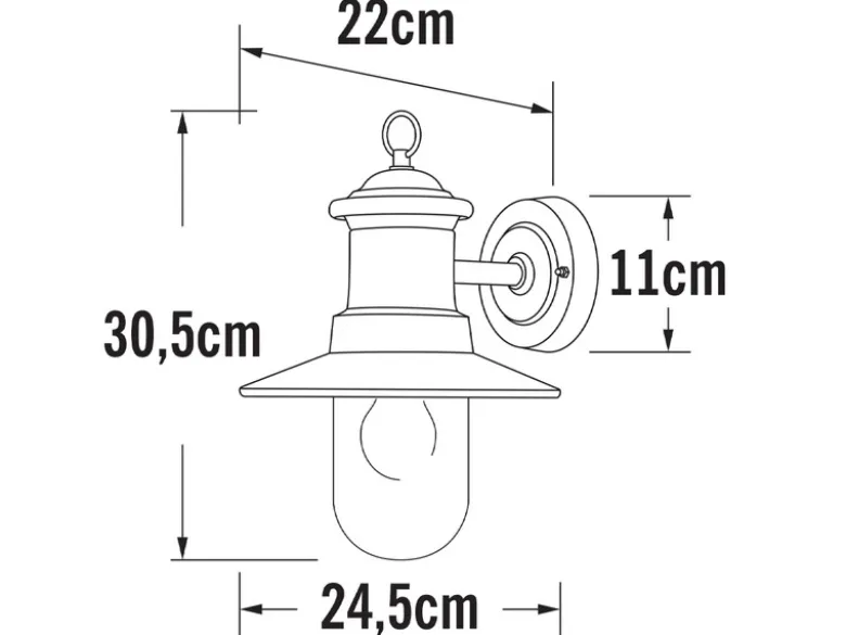 Maritime LED Außenwandlaterne Rostoptik & klares Glas, Höhe 30,5cm