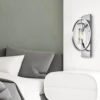 Markante LED Wandleuchte aus massivem Stahl in Chrom mit Glas, Höhe 46cm