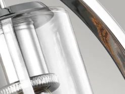 Markante LED Wandleuchte aus massivem Stahl in Chrom mit Glas, Höhe 46cm