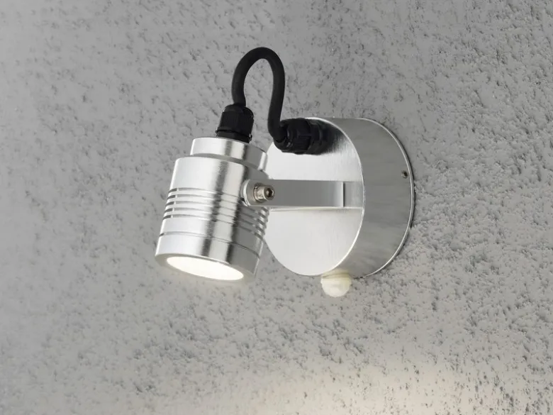 Massiver Aluminium Wandspot MONZA, Bewegungsmelder, schwenkbar, 240 Lm