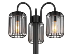 Mastleuchte ADELHEID 3-flammig Edelstahl Gitterschirme Schwarz, H: 180cm