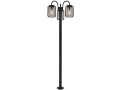 Mastleuchte ADELHEID 3-flammig Edelstahl Gitterschirme Schwarz, H: 180cm