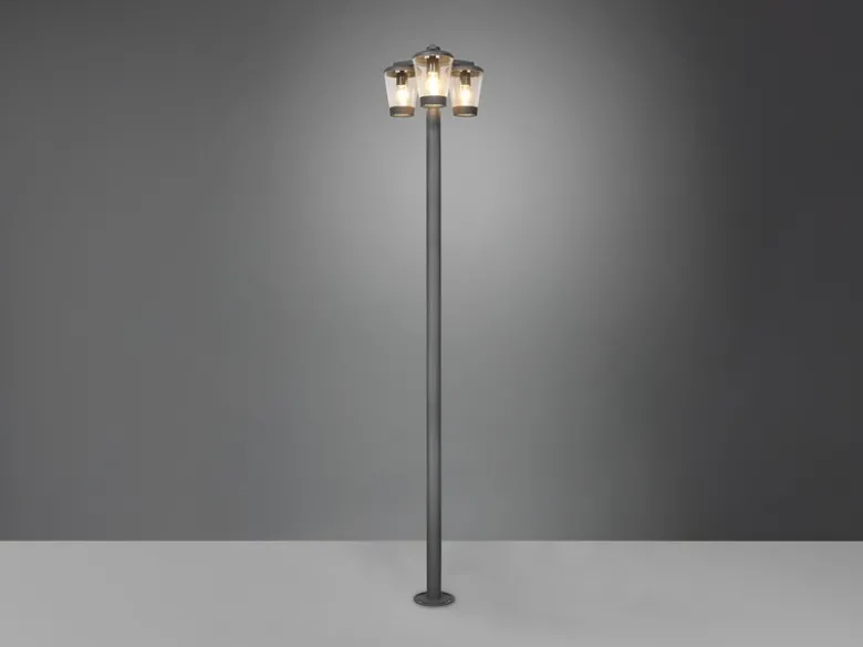 Mastleuchte CAVADO Außen Kandelaber 3-flammig, Anthrazit, Höhe 220cm