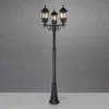 Mastleuchte ELVO Laterne 3-flammig Aluminium Schwarz, Höhe 240cm