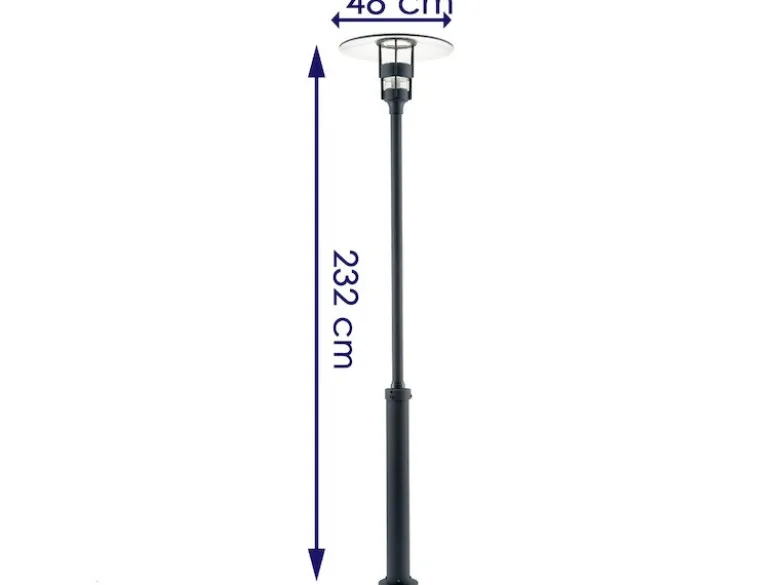 Mastleuchte / Gartenlaterne FREJA, Höhe 232 cm, Alu schwarz / Glas klar, E27