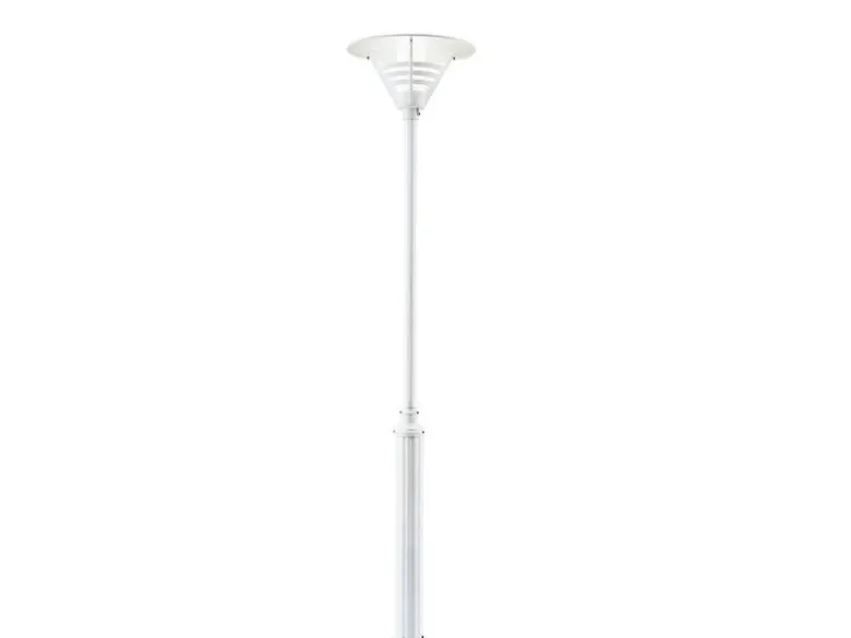 Mastleuchte / Gartenlaterne GEMINI, Höhe 220 cm, E27, Alu weiß / Opalglas