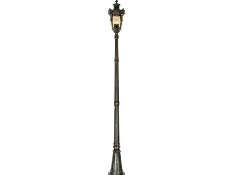 Mastleuchte PHILADELPHIA Jugendstil mit Amberglas, Höhe 237cm