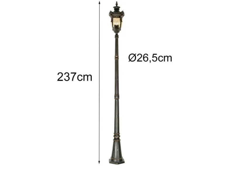 Mastleuchte PHILADELPHIA Jugendstil mit Amberglas, Höhe 237cm