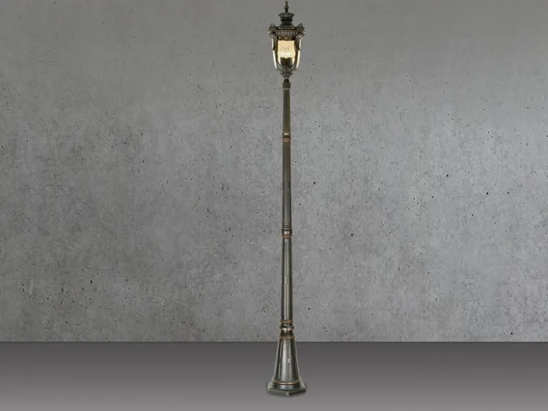 Mastleuchte PHILADELPHIA Jugendstil mit Amberglas, Höhe 237cm
