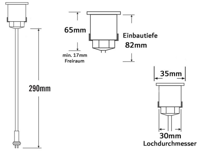 Mini LED Bodeneinbauspots 3er Erweiterungsset Edelstahl/Glas Ø3,5cm IP44